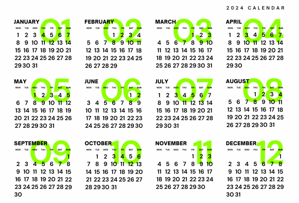 2024 calendar template excel