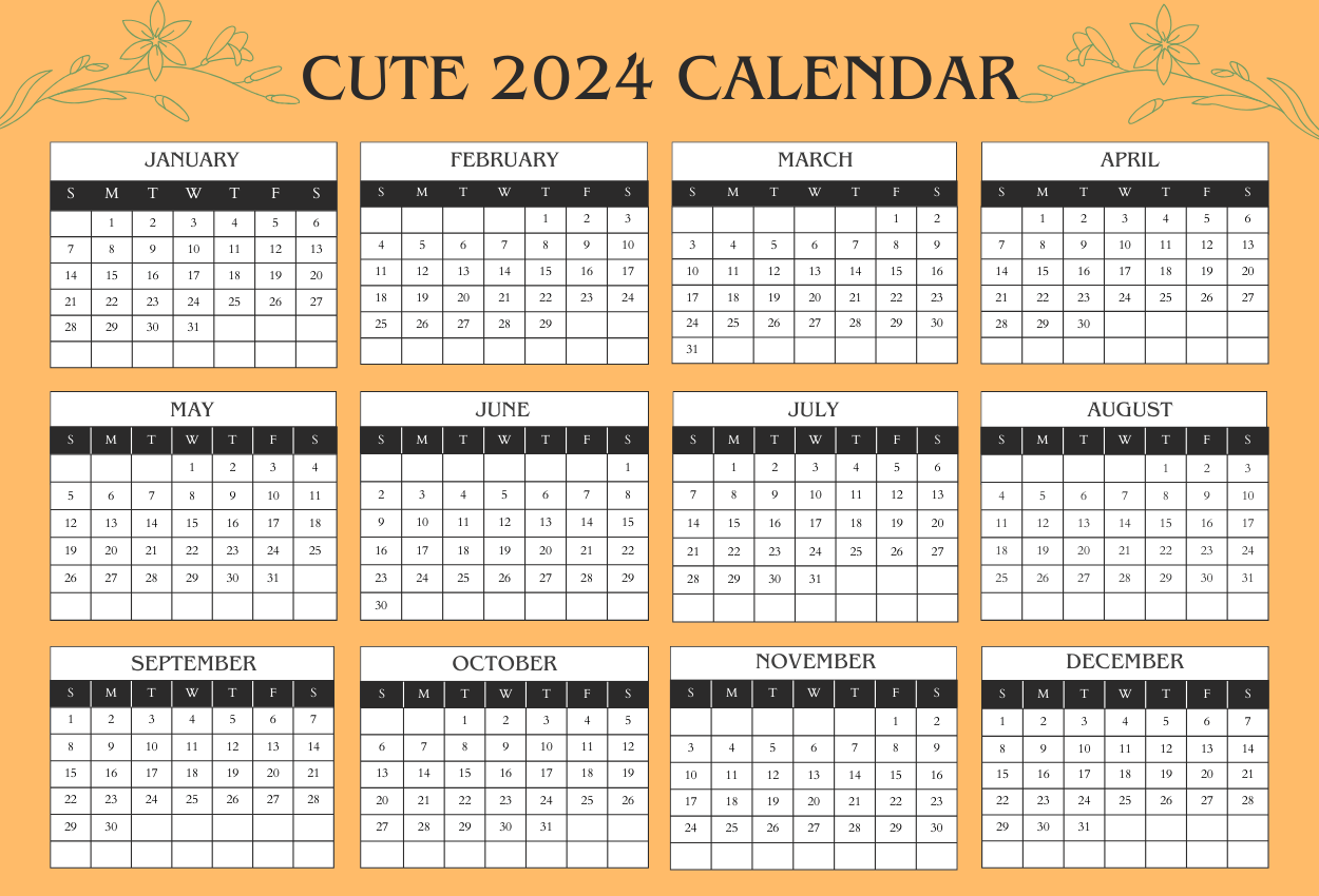 Cute 2024 Calendar