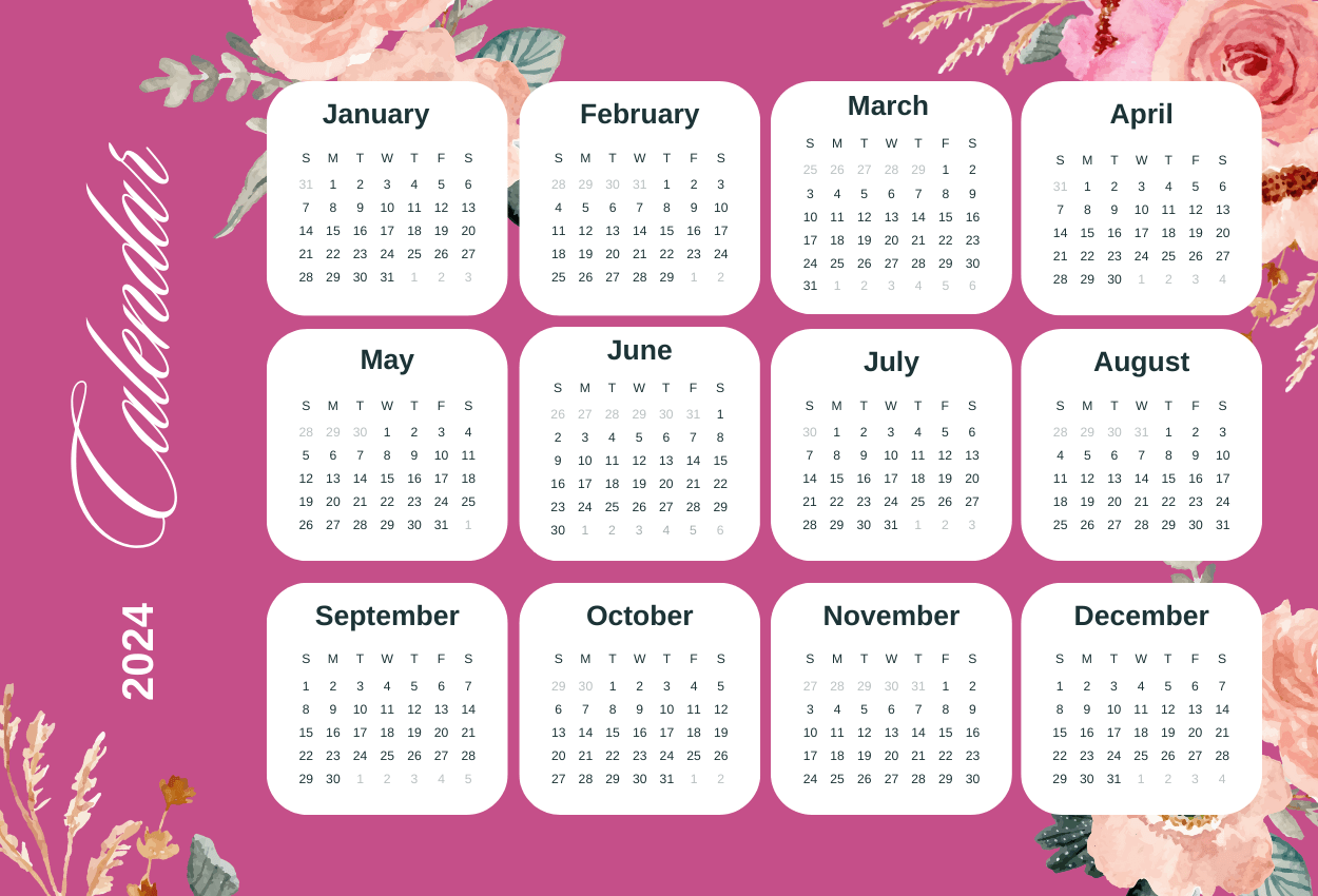 Floral 2024 Calendar