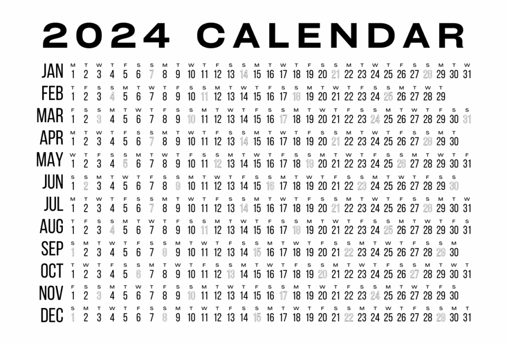 Free Printable Calendar 2024 PDF