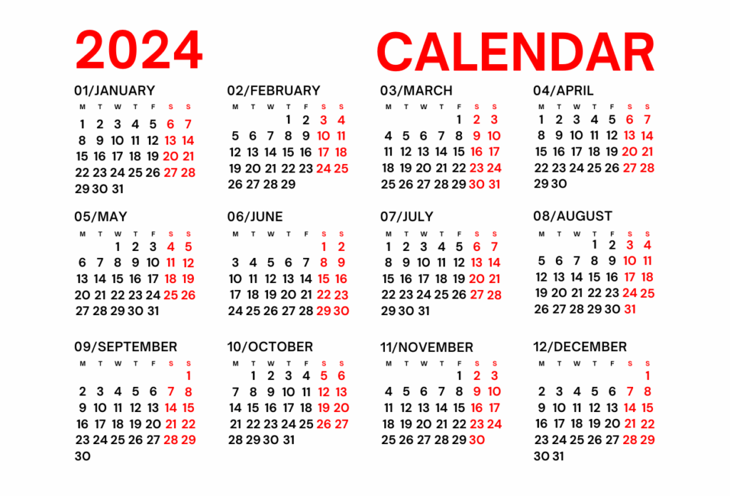 Printable Calendar 2024 Word