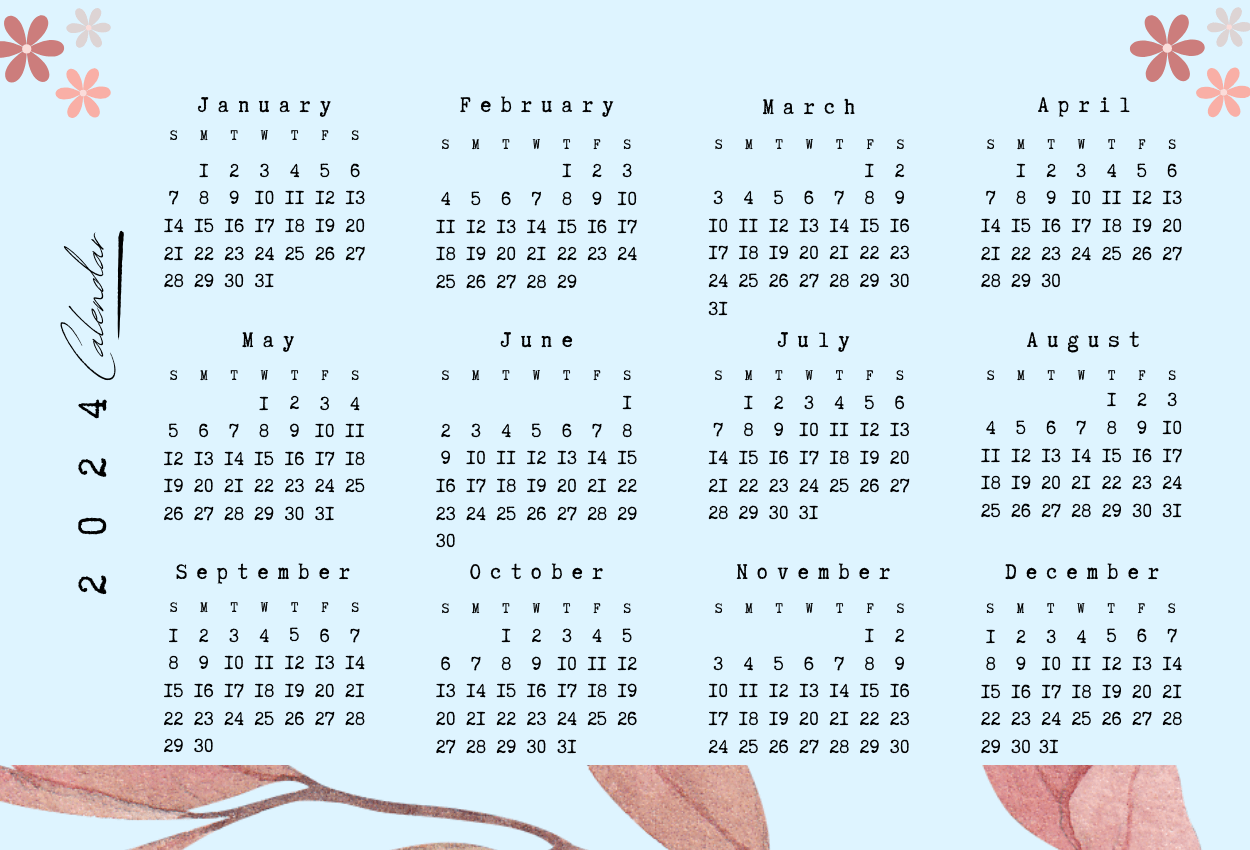 cute calendar 2024 printable