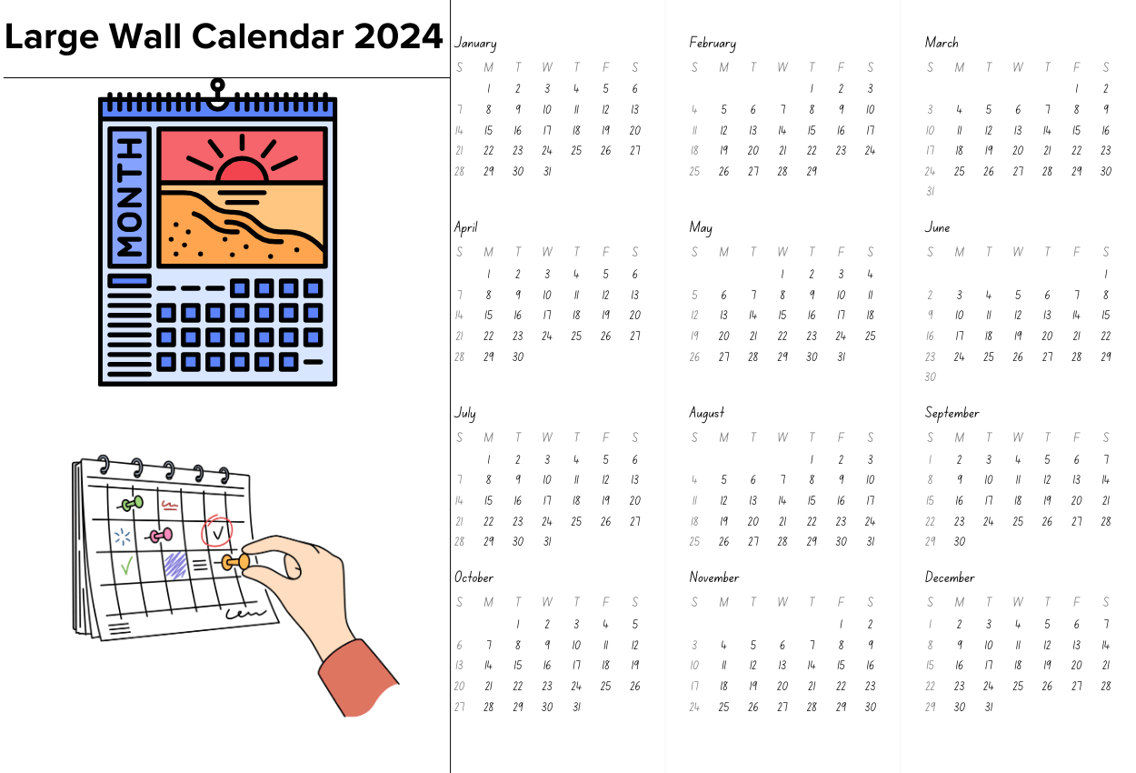 large wall calendar 2024