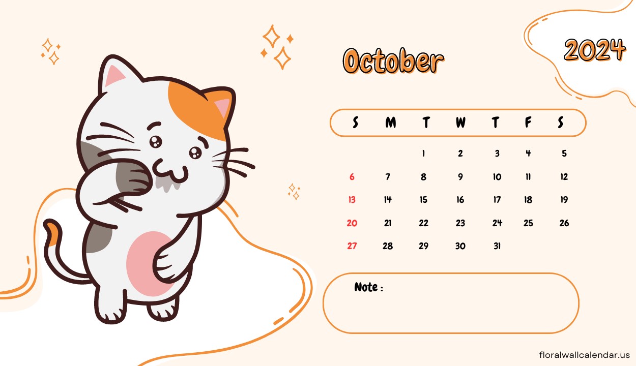 2024 Cat October Landscape Calendar