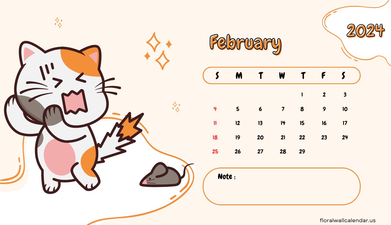 2024 February Cat Calendar Design