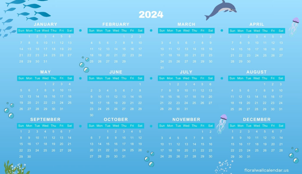 2024 Yearly Cute Calendar PDF