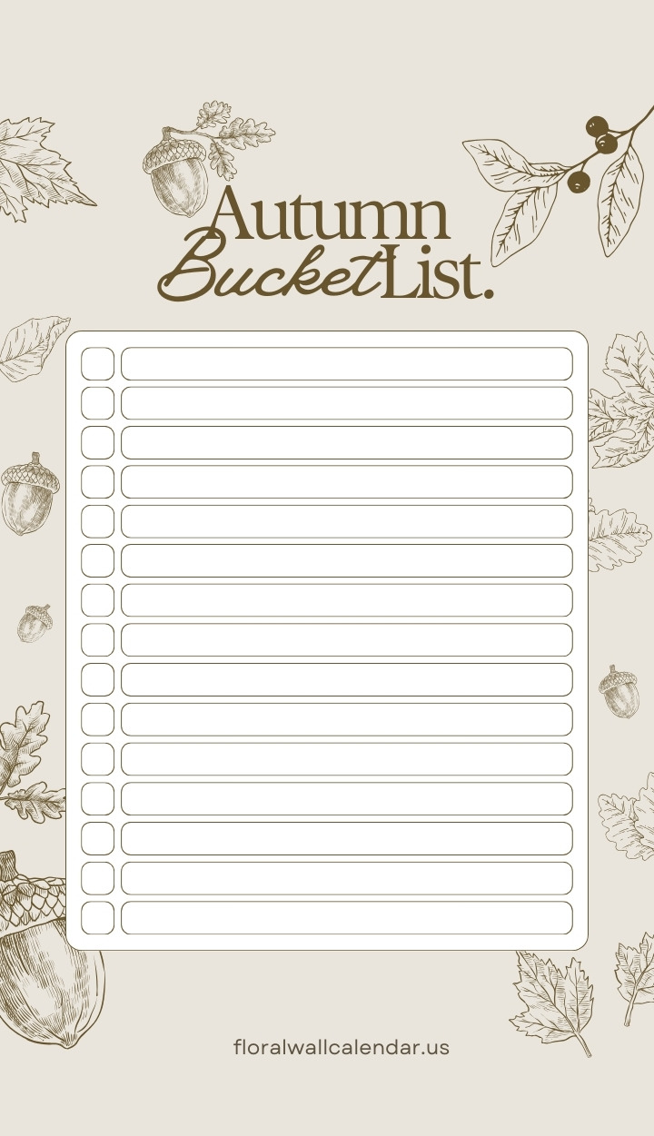 Autumn Bucket List Template PDF