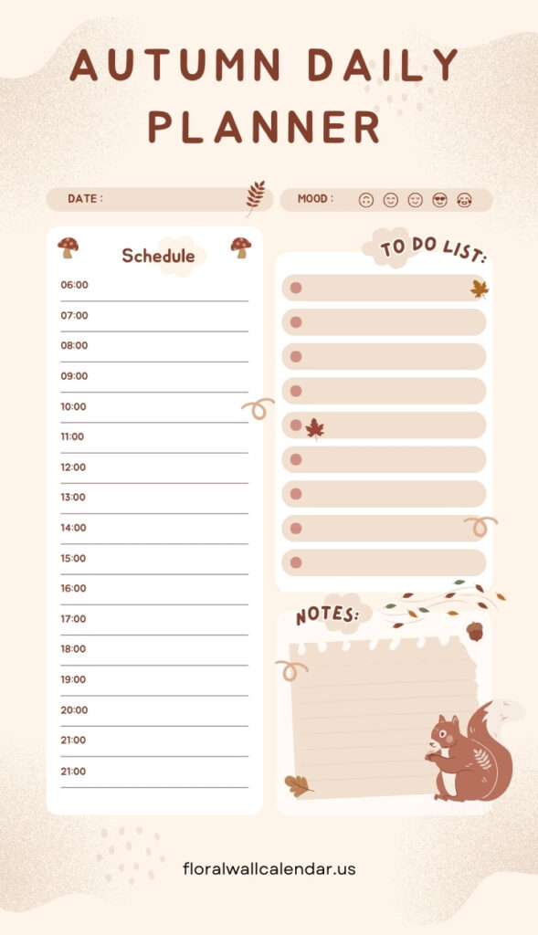 Autumn Daily Planner Printable Free