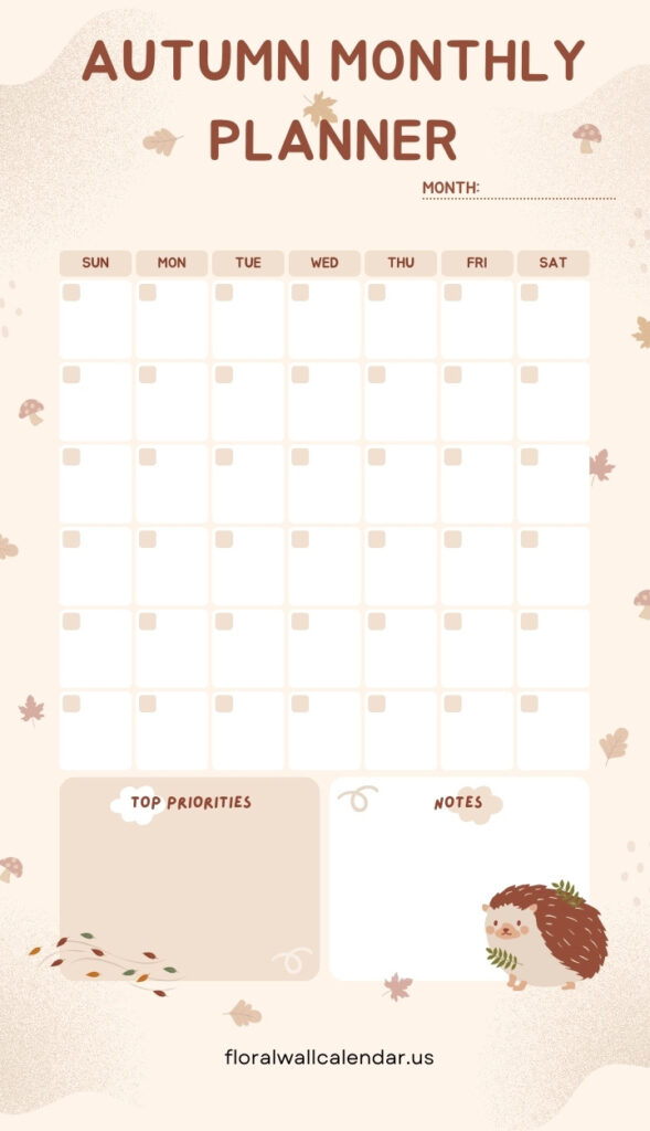 Autumn Monthly Planner Page