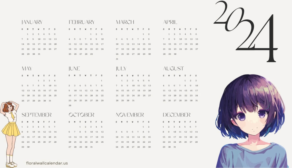 Cute 12 Month 2024 Calendar