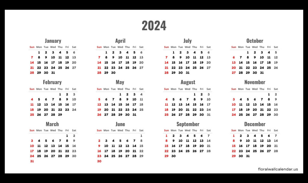 Editable 2024 Yearly Calendar