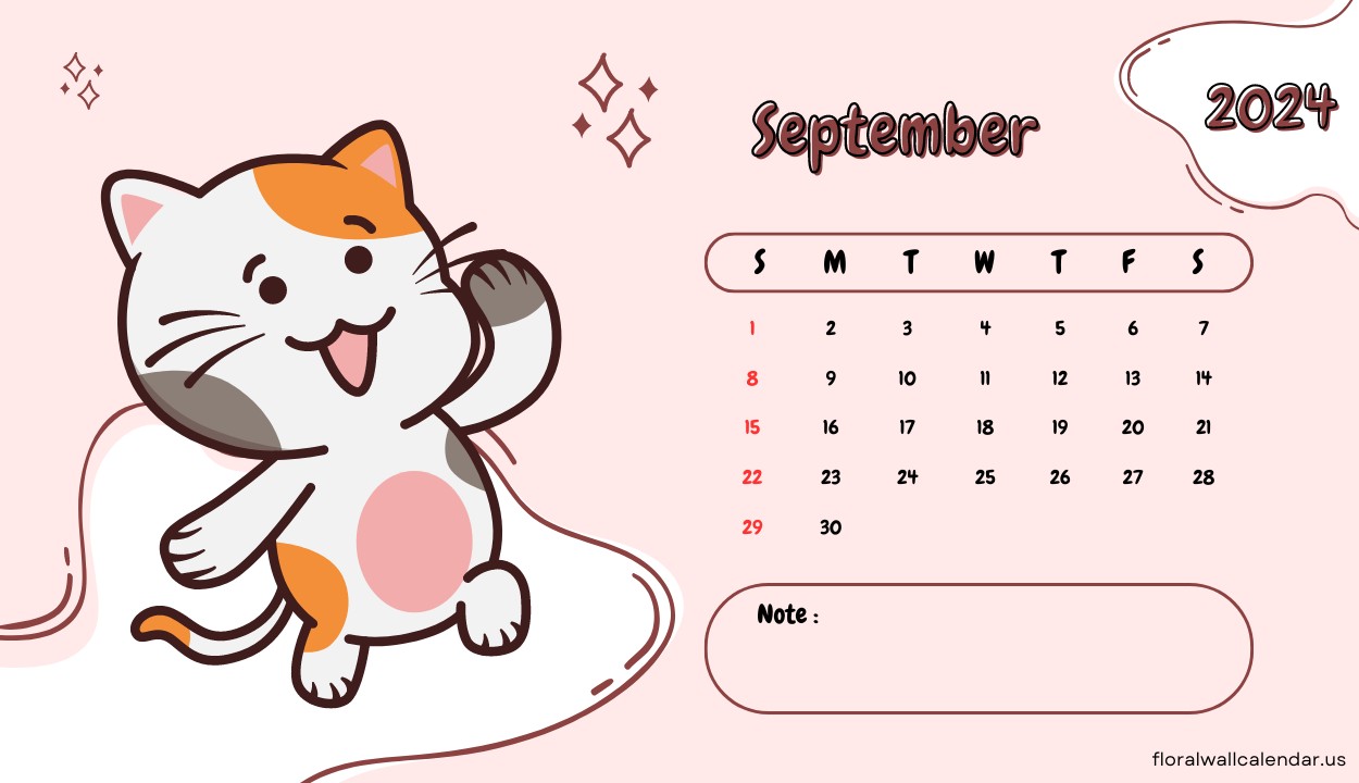 Printable 2024 September Cat Calendar