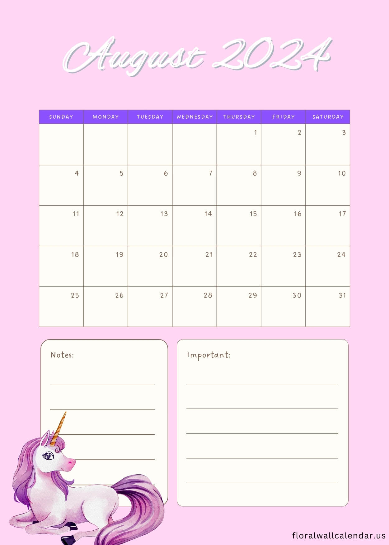 August 2024 Calendar Download