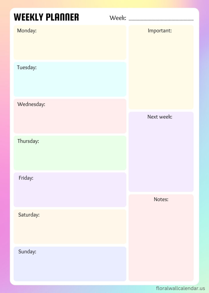 Cute Free Weekly Planner