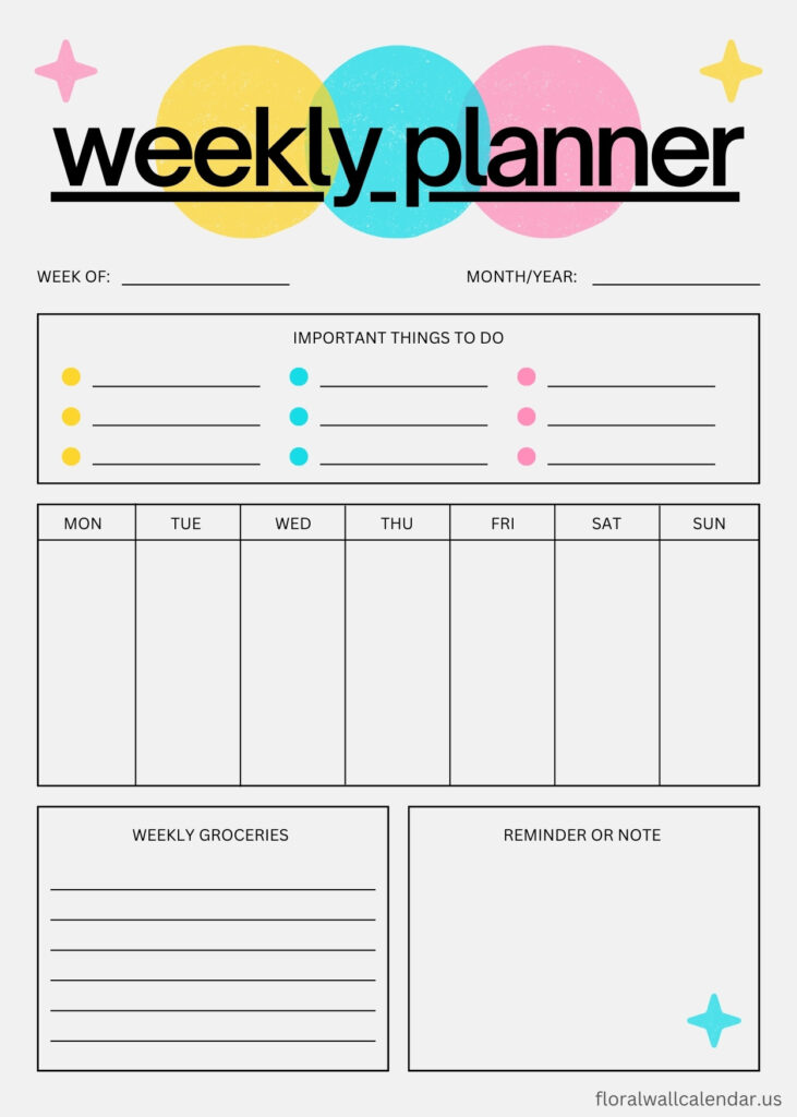 Cute weekly planner Template PDF