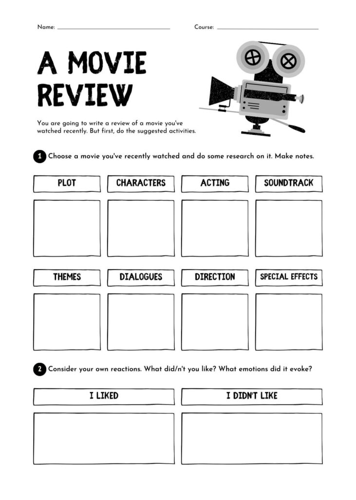 Free Printable Movie Review Template