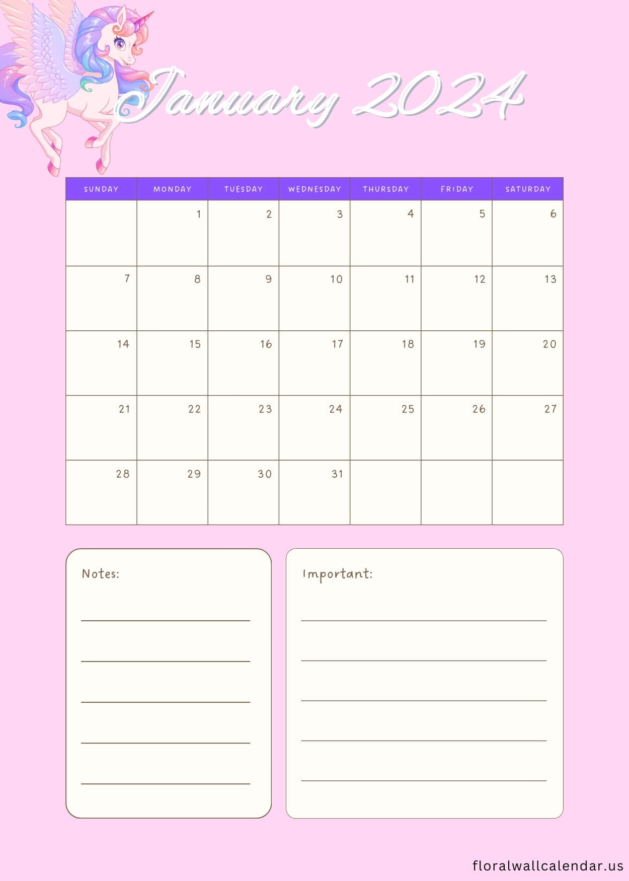 January 2024 Printable Calendar