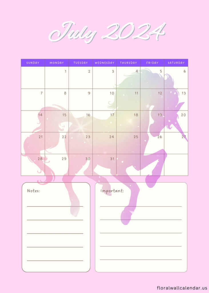 July 2024 Monthly Calendar