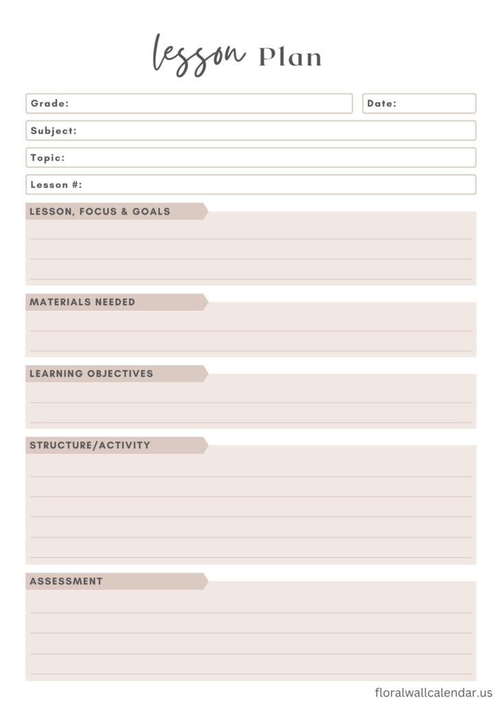 Lesson Planner For Teacher