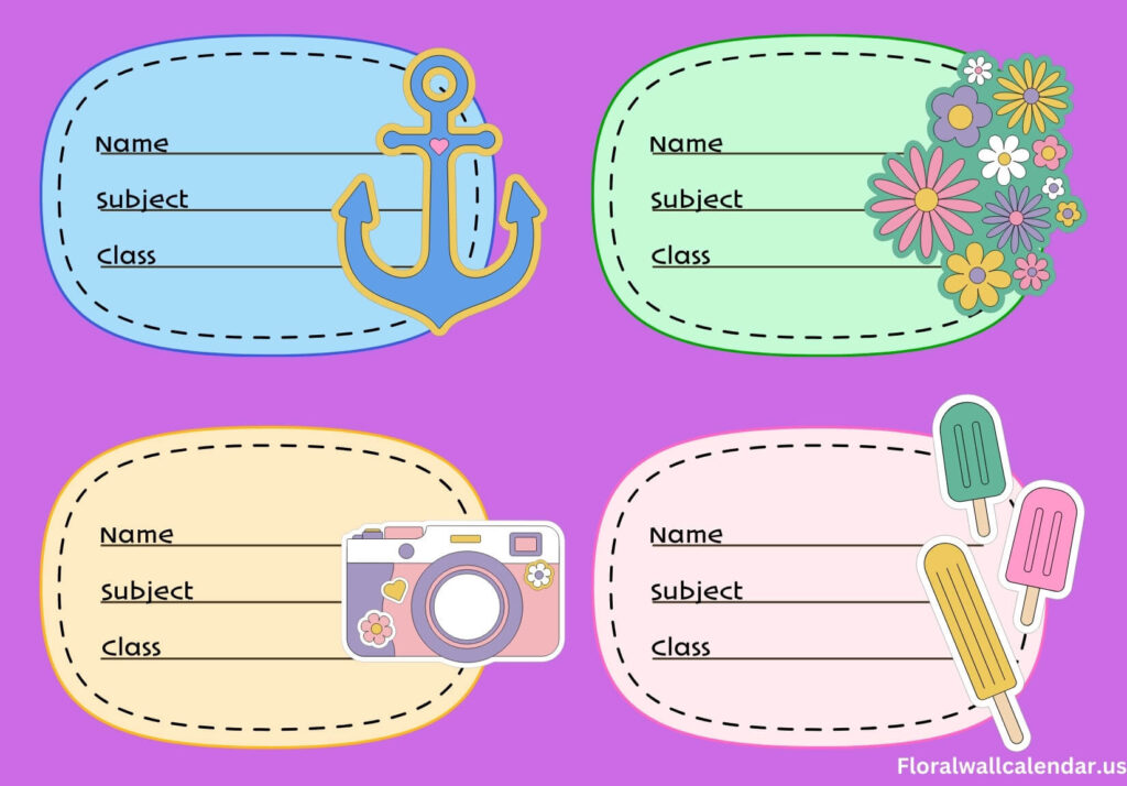 School Notebook Labels Templates For Kindergarten