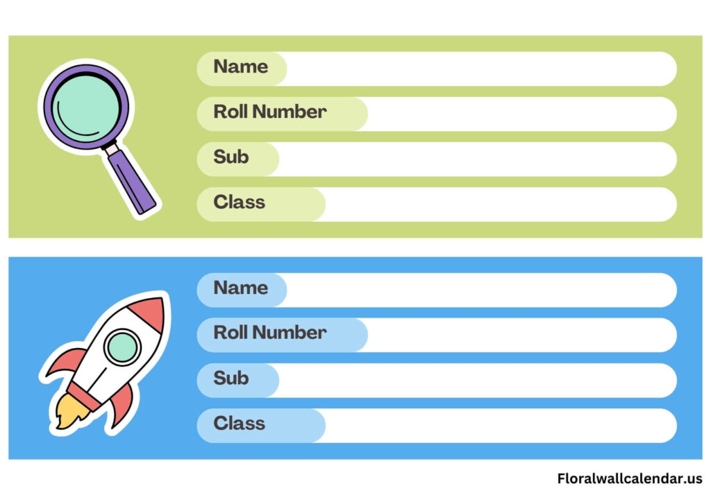 School Notebook Labels Templates For Students