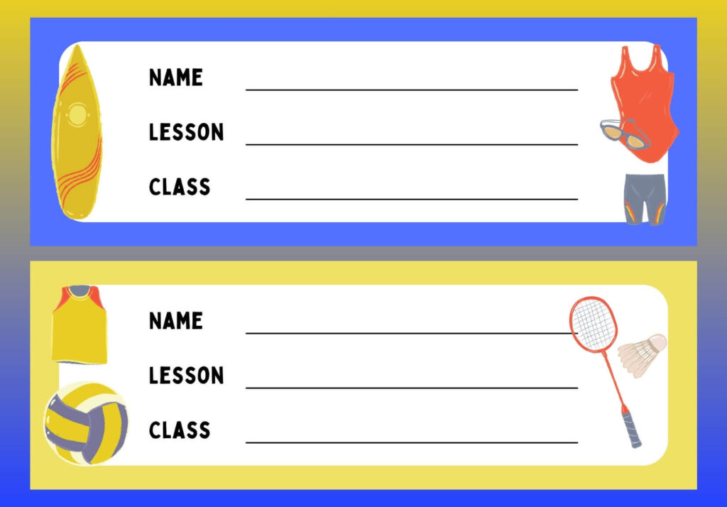 School Notebook Name Stickers, Free Download