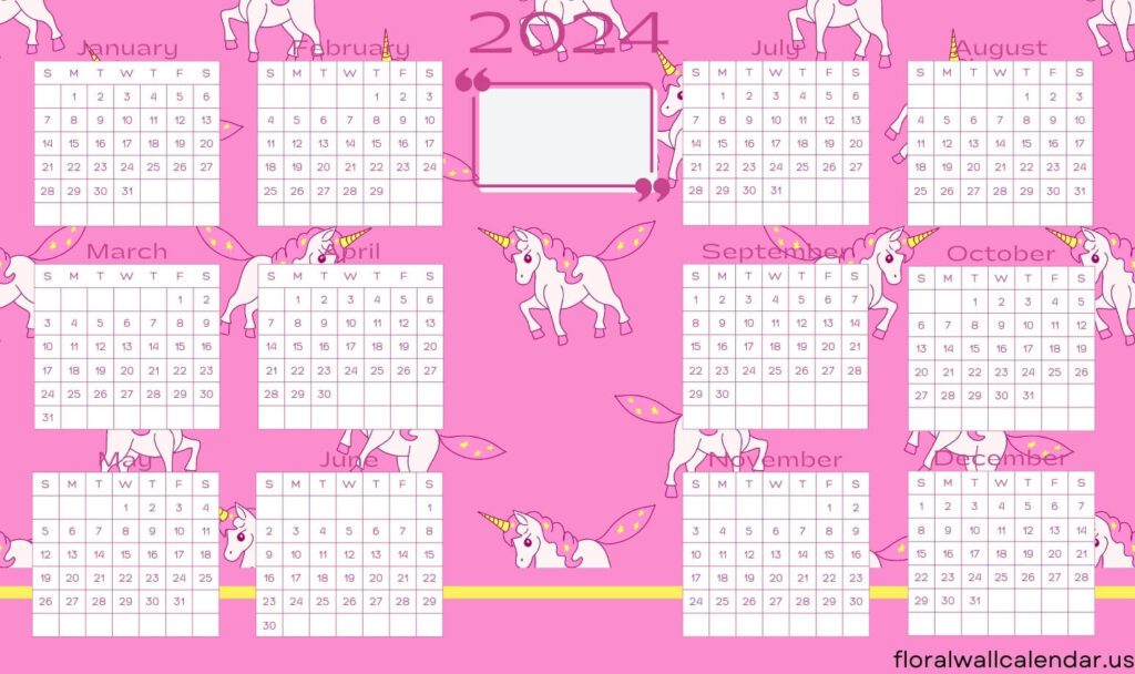 Yearly 2024 Free Calendar Cute PNG