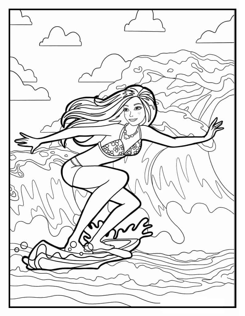 Barbie beach coloring pages