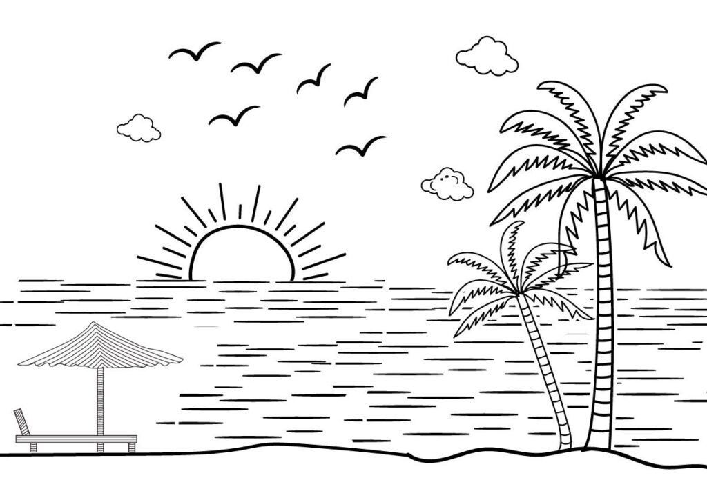 Beach coloring pages for toddlers