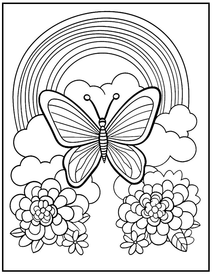 Butterfly rainbow coloring pages