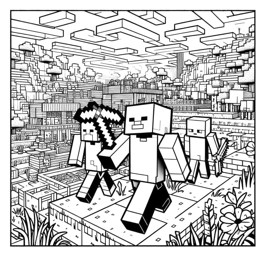 Cute Minecraft coloring pages