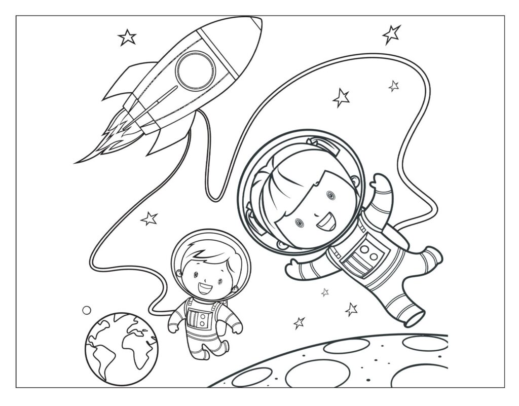 Cute space coloring pages