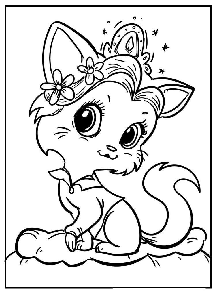 Easy Cute Cat Coloring Pages