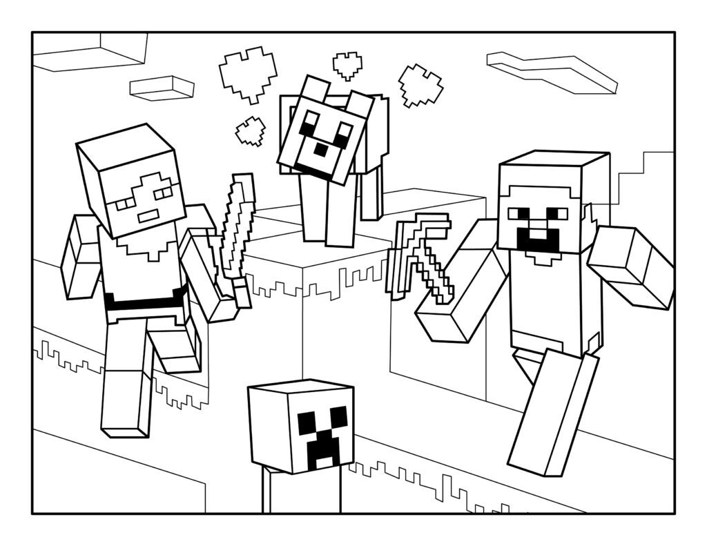 Easy Minecraft coloring pages