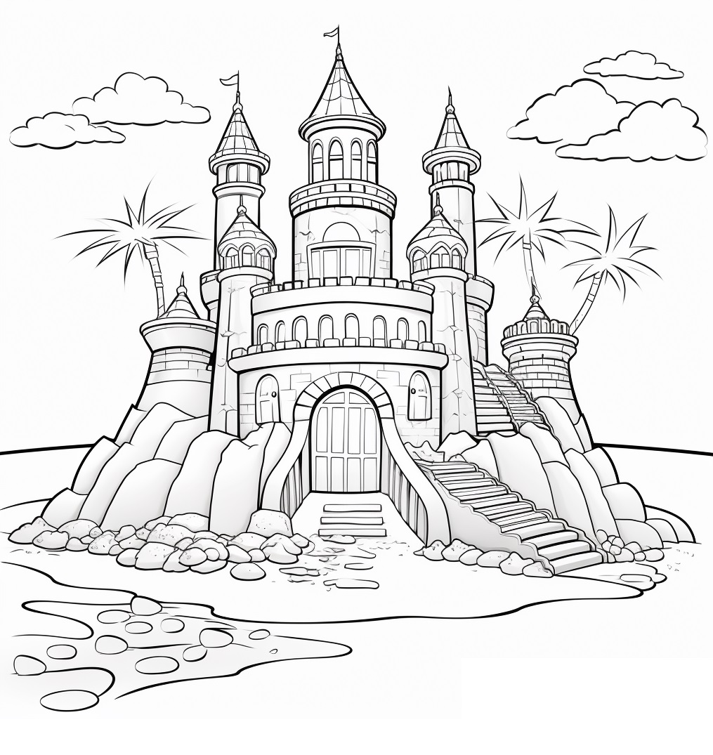 Easy beach coloring pages