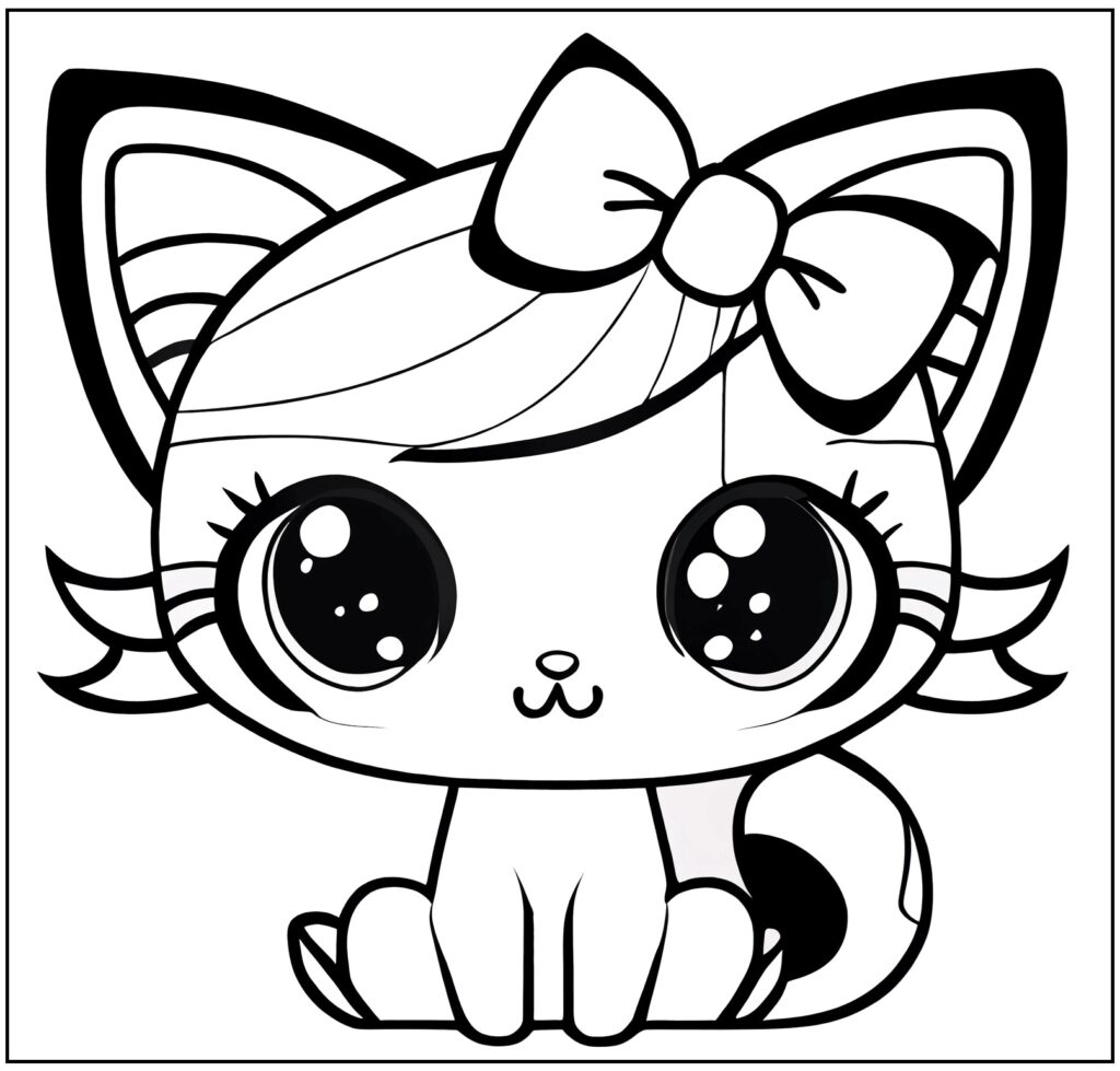 Kawaii Cat Coloring Pages