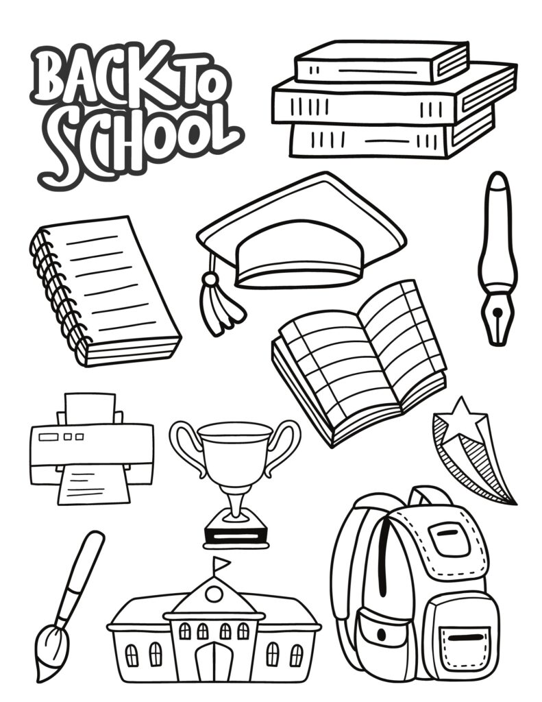 Kindergarten back to school coloring pages