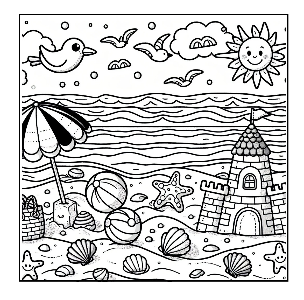 Printable beach coloring pages