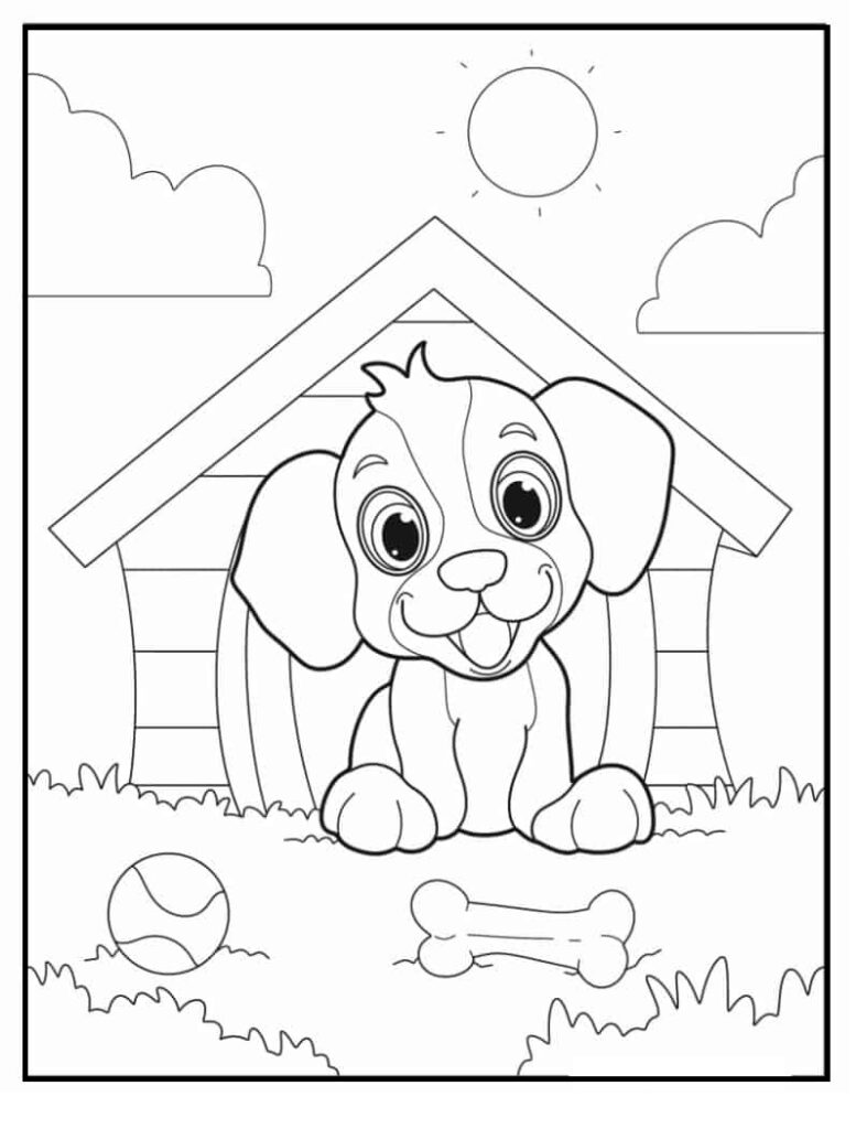 Puppy cute dog coloring pages