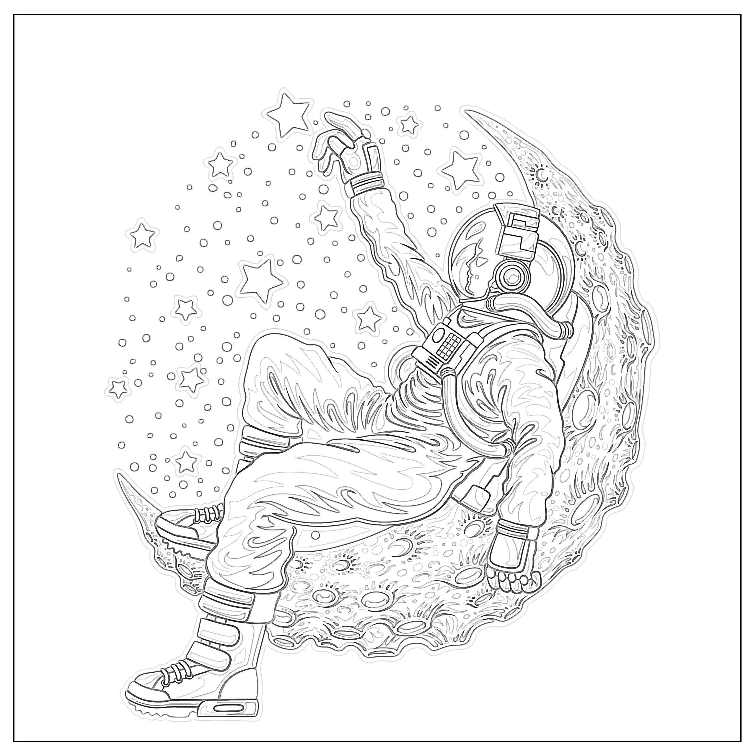 Realistic space coloring pages