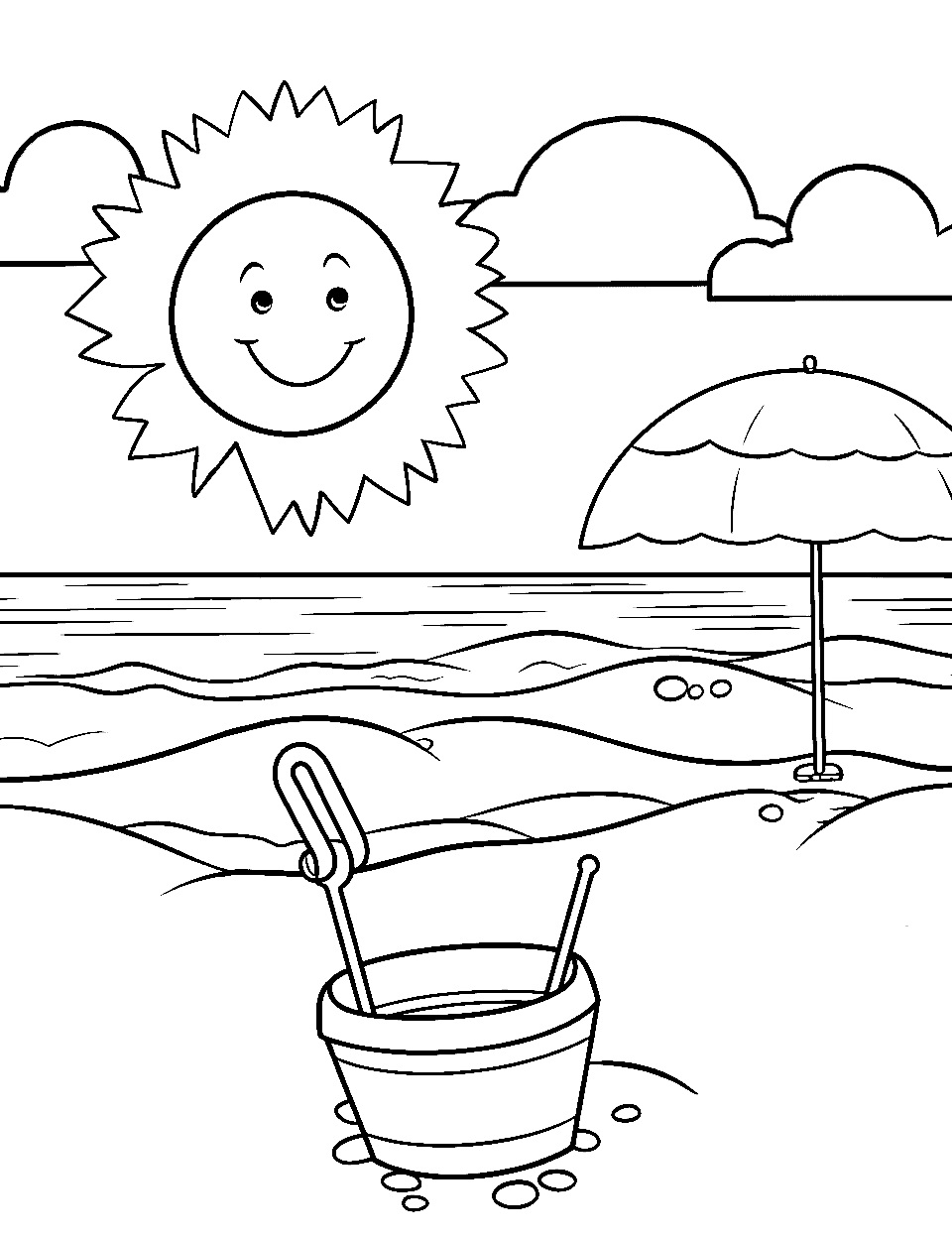 Summer beach coloring pages